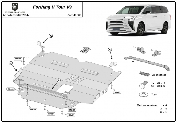 Unterfahrschutz für Motor der Forthing U Tour V9