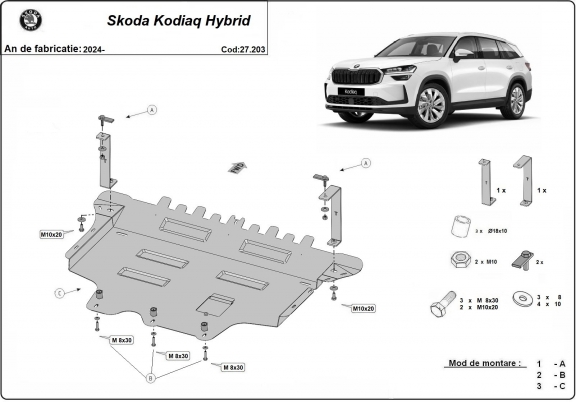 Unterfahrschutz für Motor der Marke Skoda Kodiaq Hybrid