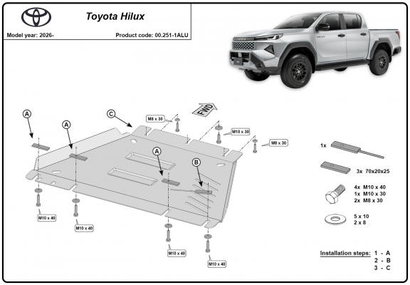 Aluminium Getriebe Schutz für Toyota Hilux