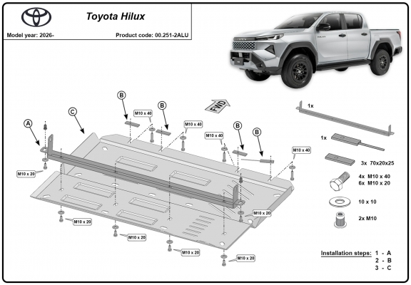 Aluminium Differentialschutz für Toyota Hilux