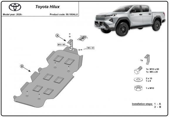 Aluminium schutz für Treibstofftank der Marke  Toyota Hilux