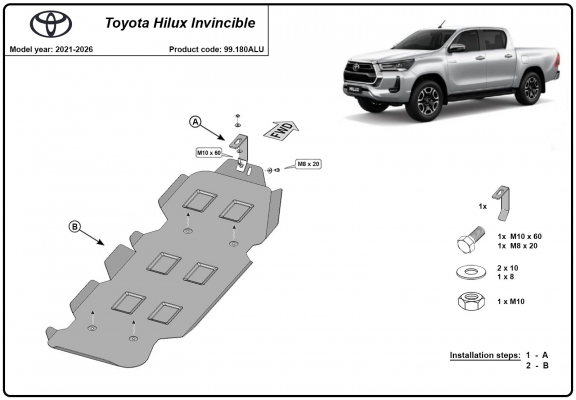 Aluminium schutz für Treibstofftank der Marke  Toyota Hilux Invincible