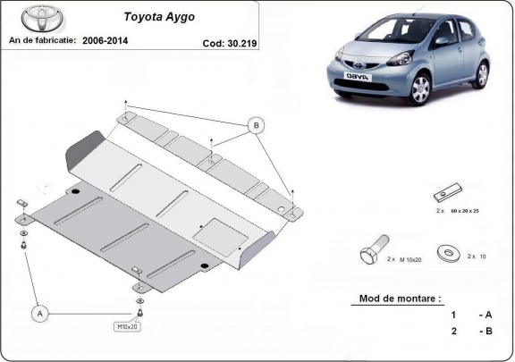 Unterfahrschutz für Motor der Marke Toyota Aygo AB10