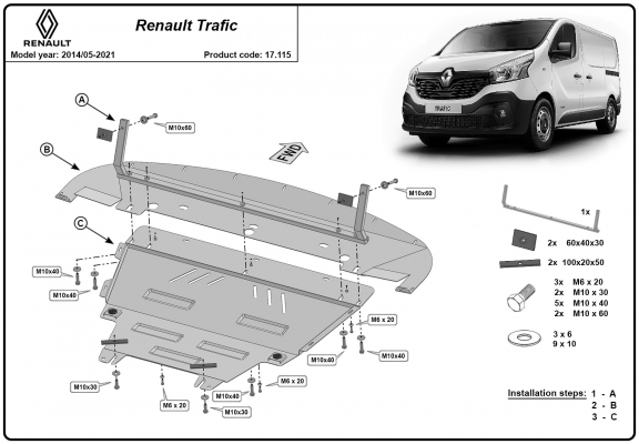Unterfahrschutz für Motor der Marke Renault Trafic 3 