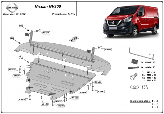 Unterfahrschutz für Motor der Marke Nissan NV300