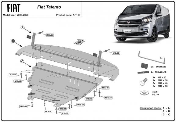 Unterfahrschutz für Motor der Marke Fiat Talento