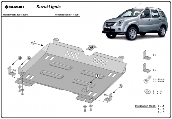 Unterfahrschutz für Motor und Getriebe aus Stahl für  Suzuki Ignis