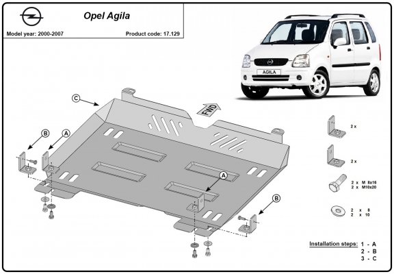 Unterfahrschutz für Motor der Marke Opel Agila (H00)