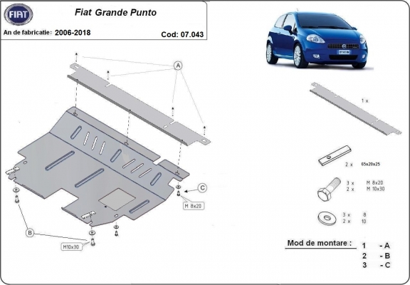 Unterfahrschutz für Motor der Marke Fiat Grande Punto