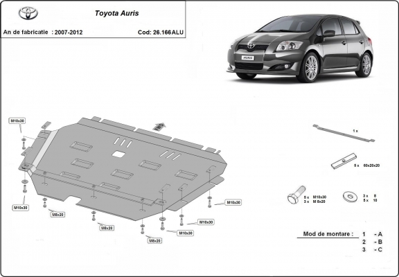 Aluminium Unterfahrschutz für Motor der Marke Toyota Auris