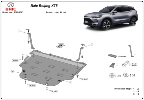 Unterfahrschutz für Motor der Marke Baic Beijing X75