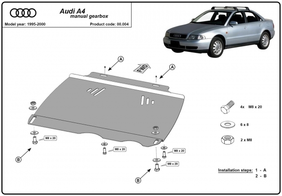 Unterfahrschutz für Schaltgetriebe aus Stahl für   Audi A4  B5