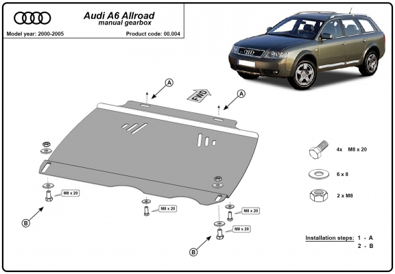 Unterfahrschutz für Schaltgetriebe aus Stahl für   Audi Allroad A6