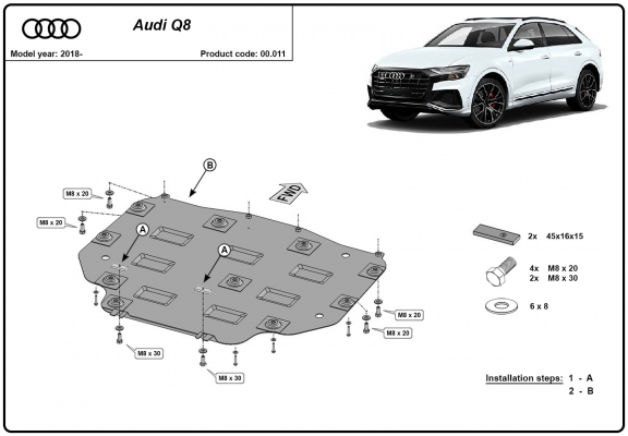 Stahl Getriebe Schutz für  Audi Q8