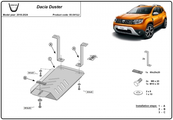 Stahl Differentialschutz für  Dacia Duster 4x4