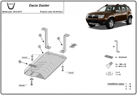 Aluminium Differentialschutz für  Dacia Duster 4x4