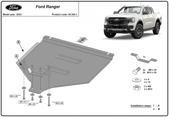 Unterfahrschutz für Schaltgetriebe aus Stahl für Ford Ranger