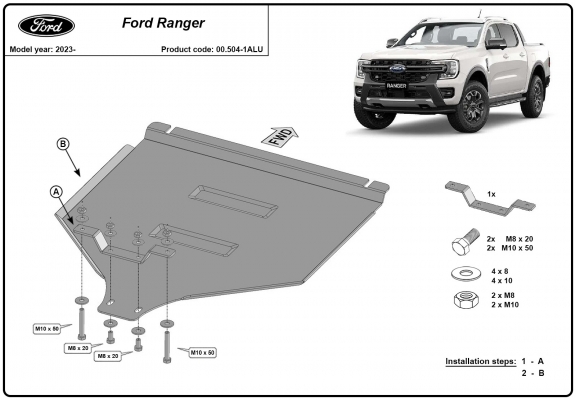 Aluminium Getriebe Schutz für Ford Ranger
