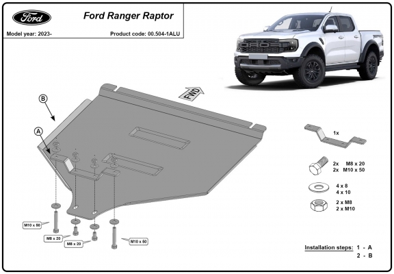 Aluminium Getriebe Schutz für Ford Ranger Raptor
