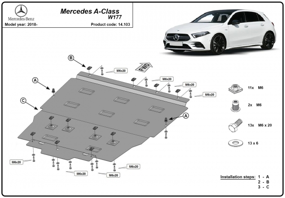 Unterfahrschutz für Motor der Marke Mercedes A-Class W177
