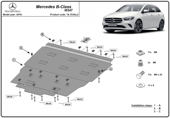 Aluminium Unterfahrschutz für Motor der Marke Mercedes B-Classe