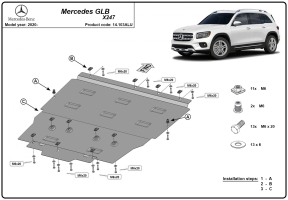 Aluminium Unterfahrschutz für Motor der Marke Mercedes GLB