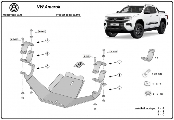 Stahl Differentialschutz für  Volkswagen Amarok