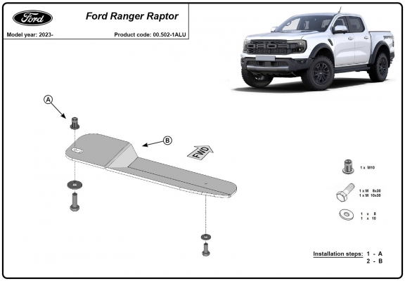 Aluminium schutz für Kraftstofffilter für der Marke Ford Ranger Raptor