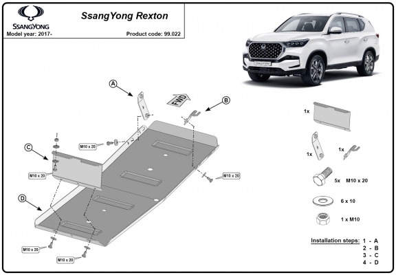 Stahlschutz für Treibstofftank der Marke  Ssangyong Rexton